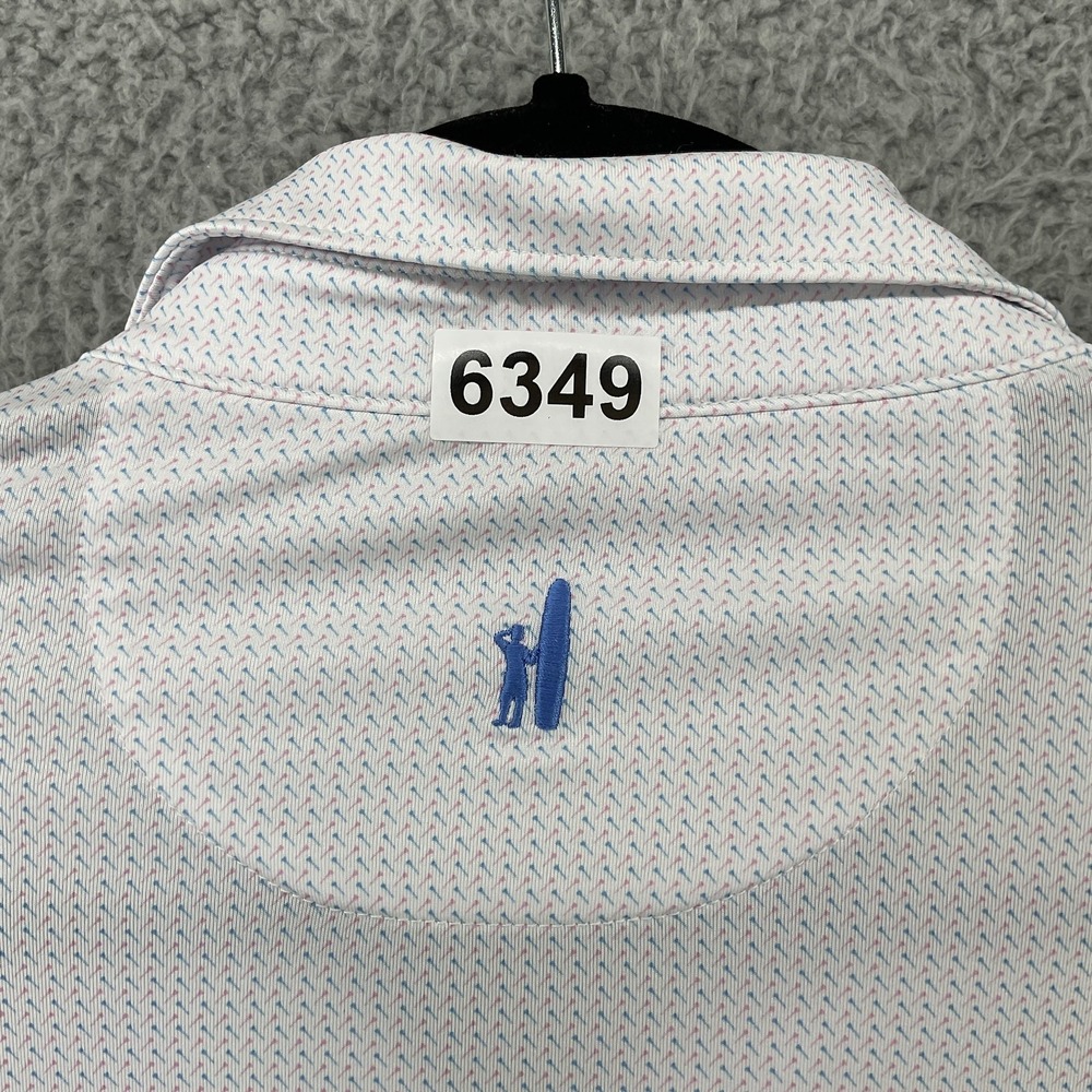 Johnnie-O Polo Shirt Mens L White Skyline Embroidered UV Protection Golf Walking - Picture 9 of 9